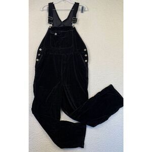 Paul Harris Design Vtg Y2K 90s Women's Black Velvet Overalls RARE‎ Size Medium